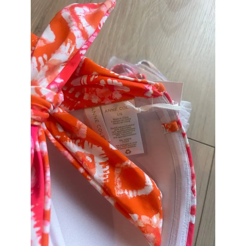 Anne Cole Women's Tie Dye Foulard Twist Bandeau Bikini Top NWT Large